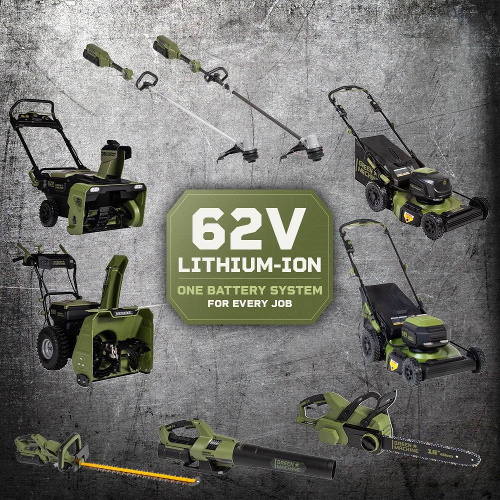 Green Machine 62V 23-Inch Self-Propelled Brushless Cordless Electric Lawn Mower, Includes Two 4.0Ah Batteries and Rapid Charger