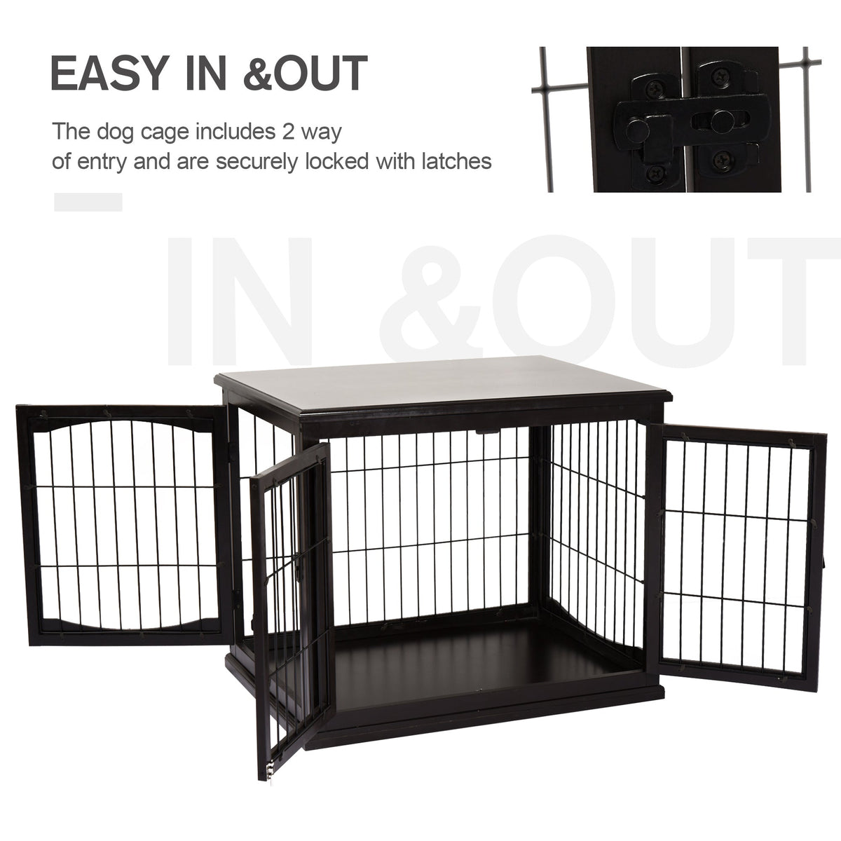 26'' Decorative Dog Cage Wooden Pet Crate Kennel with Double Door Entrance & a Simple Modern Design - Prioka