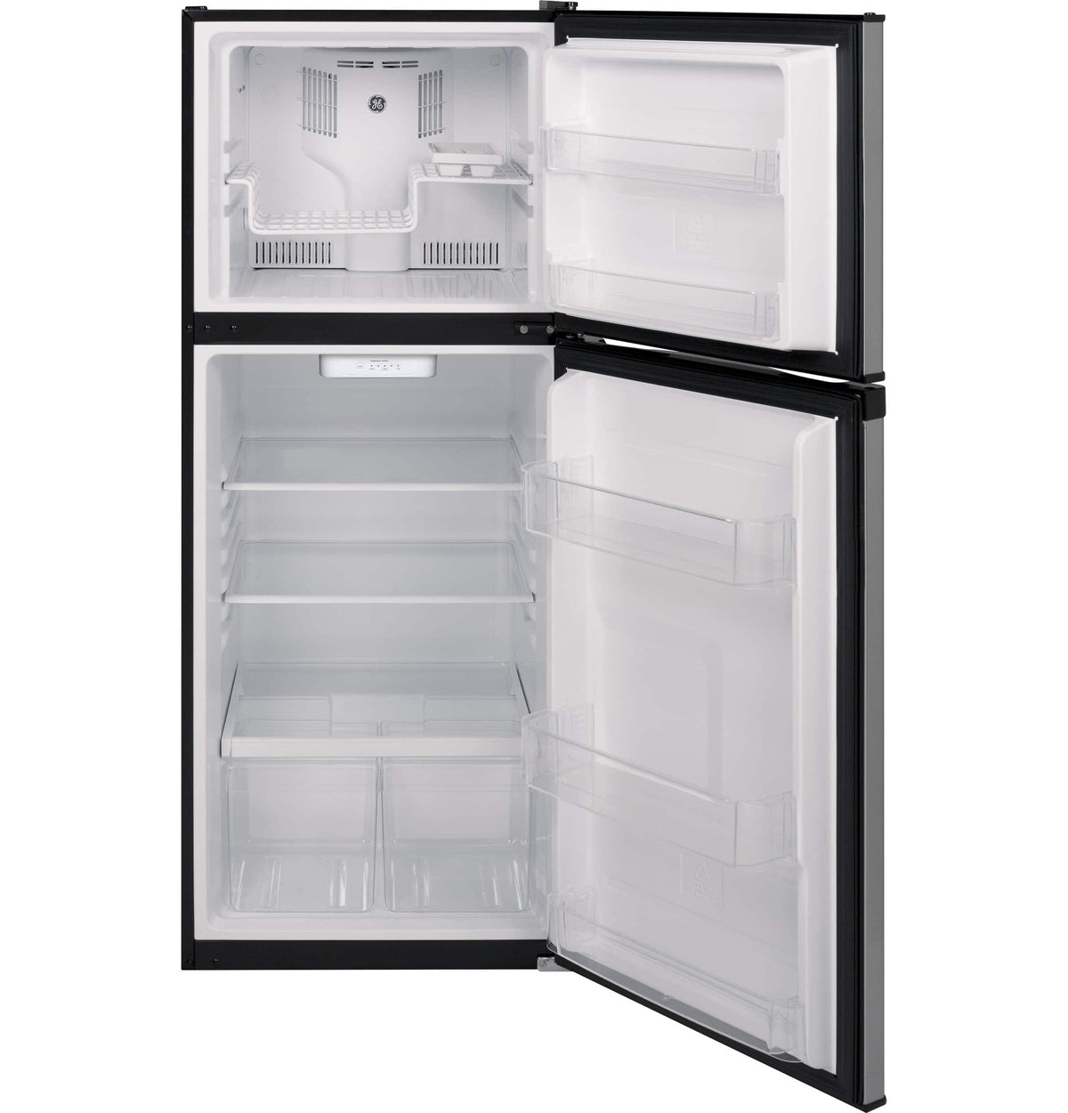 GE – 24 in. Wide 11.6 Cu. Ft. Top-Freezer Refrigerator with ENERGY STAR Certification – Stainless Steel