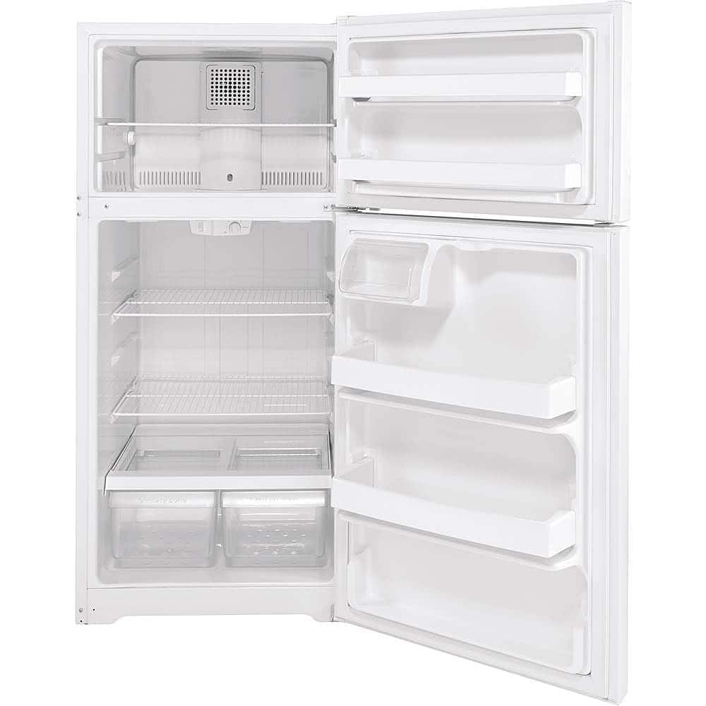 GE – 28 in. Wide 15.6 Cu. Ft. Top-Freezer Refrigerator with LED Interior Lighting – White