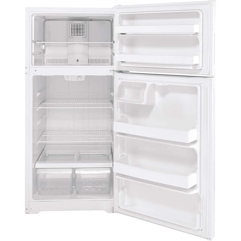 GE – 28 in. Wide 16.6 Cu. Ft. Top-Freezer Refrigerator with LED Interior Lighting – White