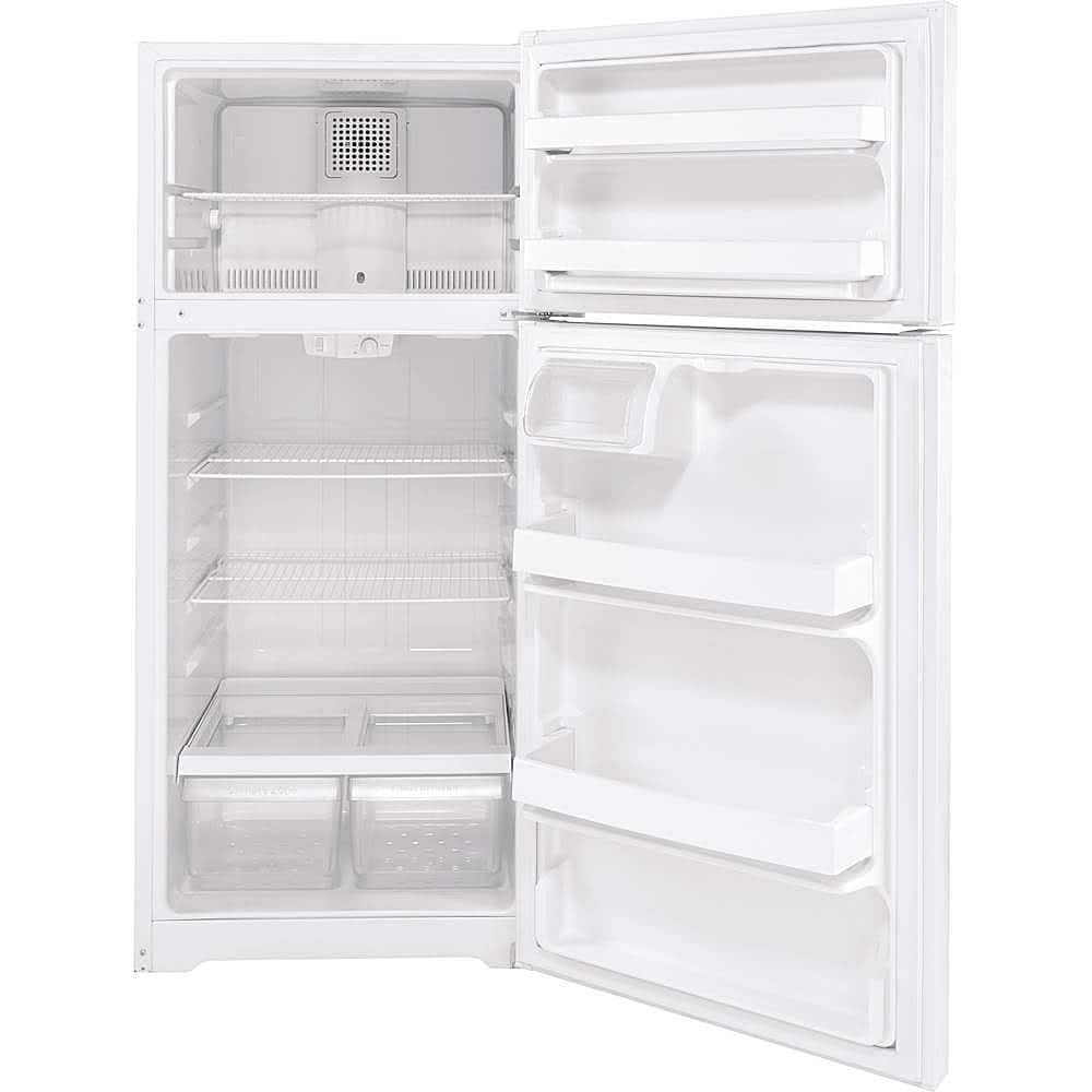 GE – 28 in. Wide 16.6 Cu. Ft. Top-Freezer Refrigerator with LED Interior Lighting – White