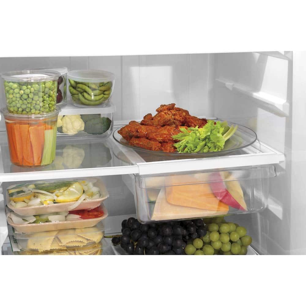 GE – 28 in. Wide 17.5 Cu. Ft. Top-Freezer Refrigerator with Edge-to-Edge Glass Shelves – Black