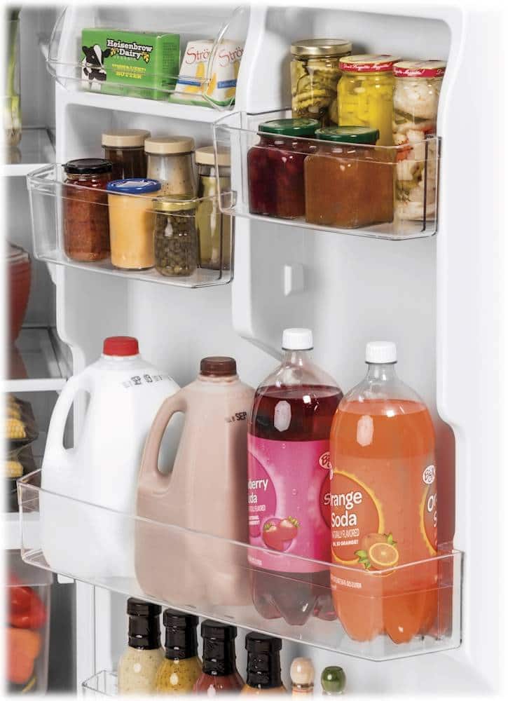 GE – 30 in. Wide 19.2 Cu. Ft. Top-Freezer Refrigerator with Premium Inner Door Modular Bins – Stainless Steel