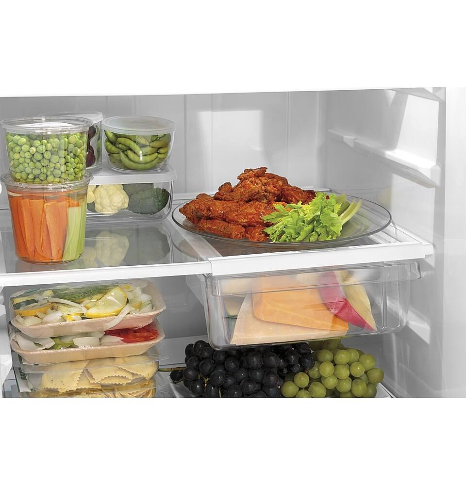 GE – 30 in. Wide 21.0 Cu. Ft. Bottom-Freezer Refrigerator with LED Interior Lighting – Stainless Steel