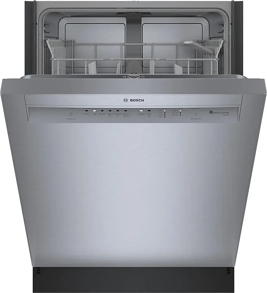 Bosch – 100 Series 24″ Front Control Smart Built-In Hybrid Tub Dishwasher with PureDry, 50 dBA – Stainless Steel