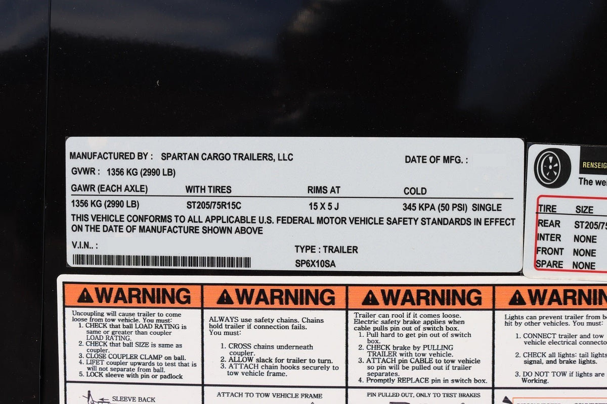 Spartan 6X10 Base Black Enclosed Cargo Trailer | Black |