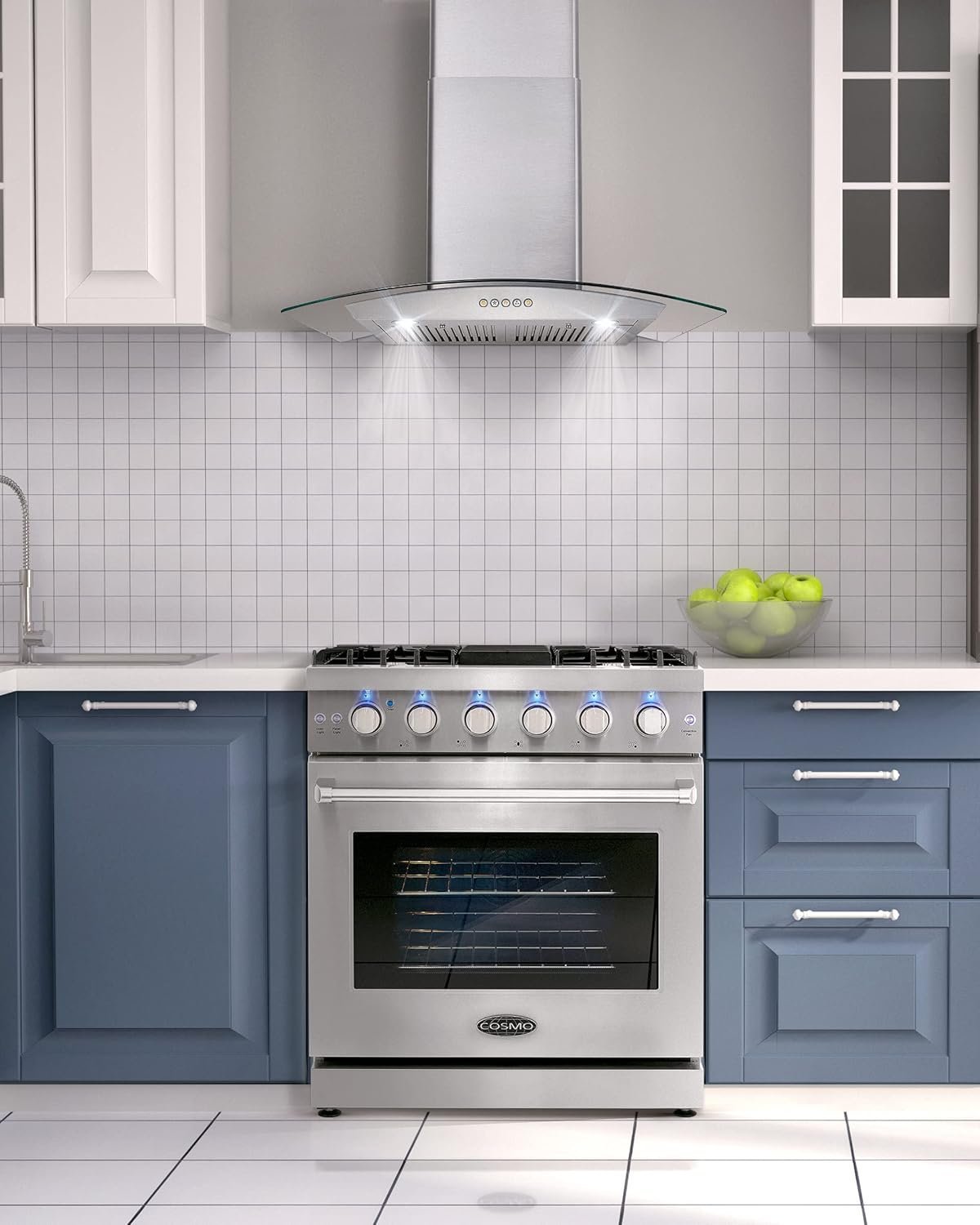 Cosmo 30 in. 4.5 Cu. Ft. Gas Range with 5 Sealed Burners, Convection Oven,