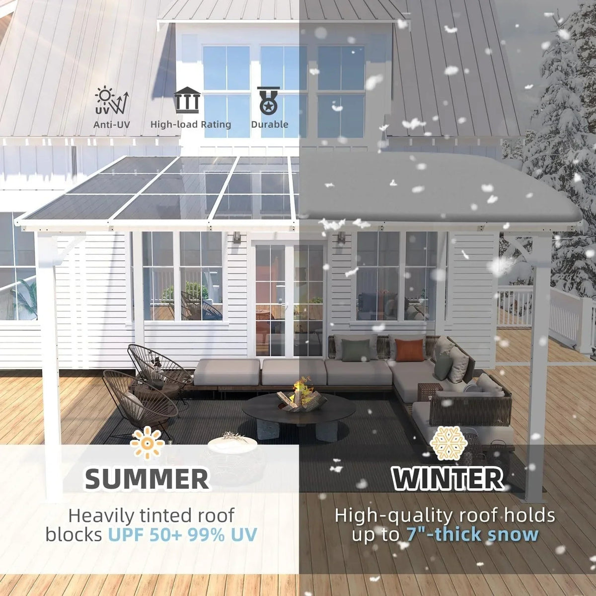 Aecojoy 12 ft x 12 ft White Aluminum Pergola with Canopys - Prioka