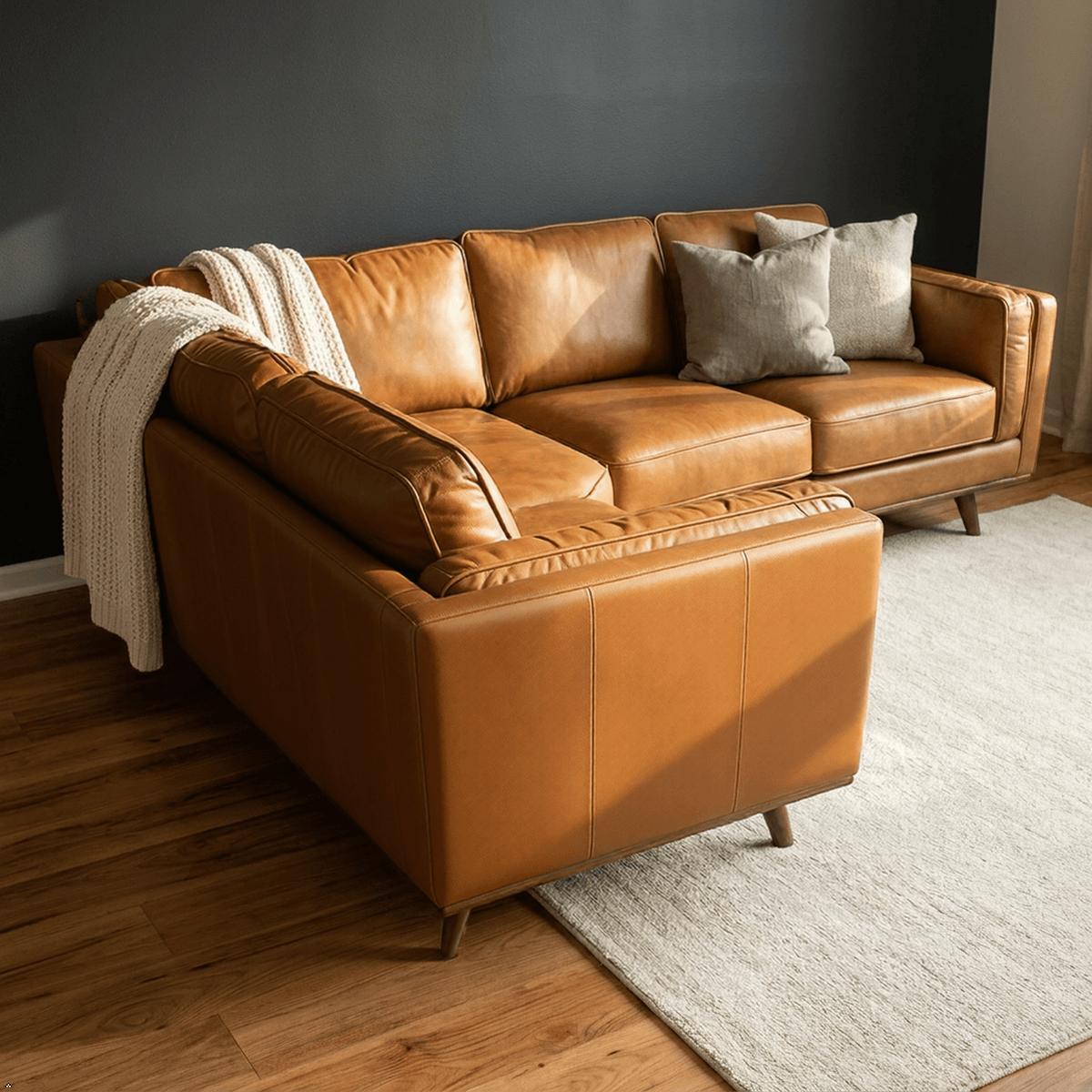 Corner Top-Grain Leather Sectional - Prioka