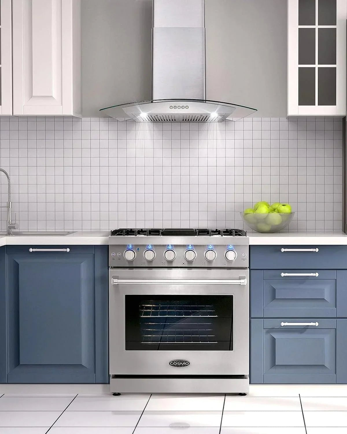 Cosmo 30-inch 4.5 Cu. Ft. Stainless Steel Gas Range with 5 Sealed Burners and Convection Oven - Prioka