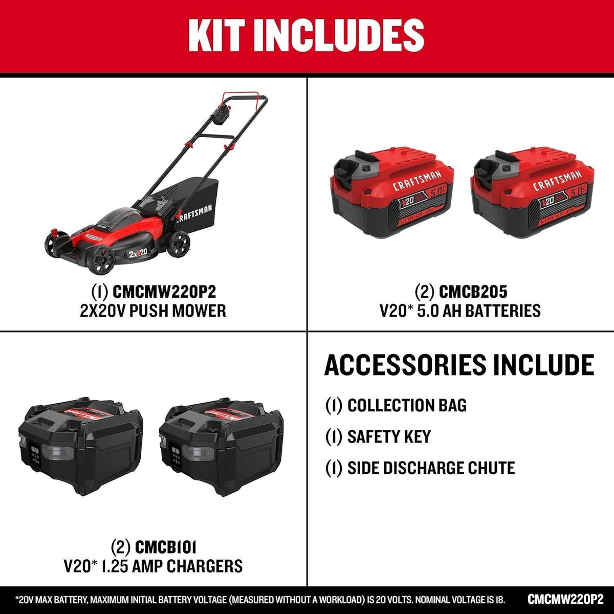 CRAFTSMAN V20 20-Inch Cordless Push Lawn Mower - Prioka