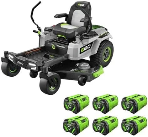 EGO Power+ Electric Riding Lawn Mower, 52″ Deck with Zero Turn Radius, Includes (6) 56V 12.0Ah Batteries and Chargers – ZT5207L - Prioka