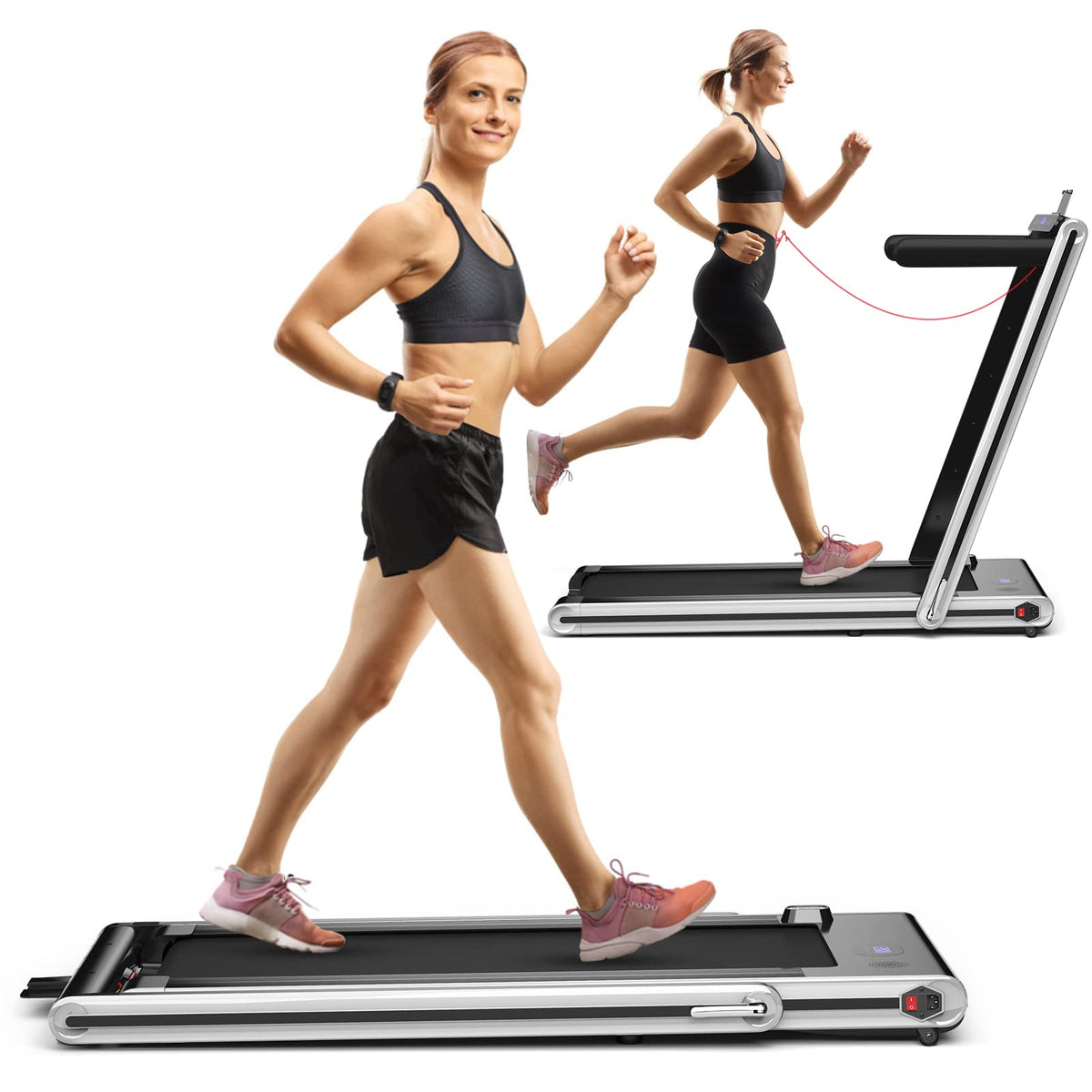 Goplus 2-in-1 Folding Treadmill, 2.25HP Electric Under Desk Treadmill W/LED Display - Prioka
