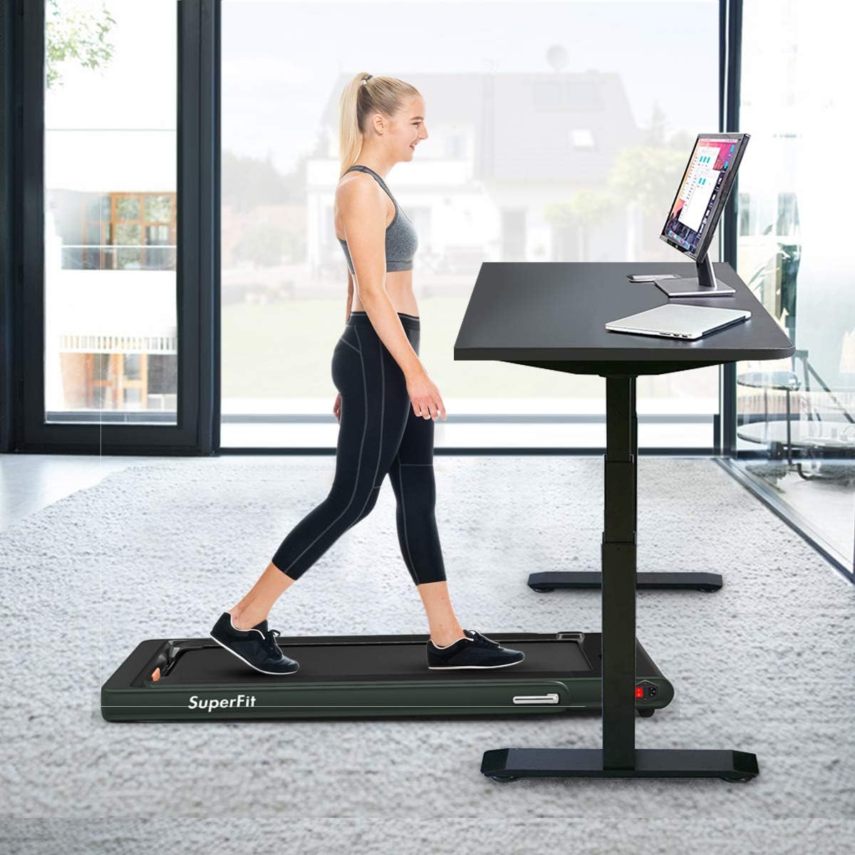 Goplus 2 in 1 Under Desk Treadmill, 2.25HP Superfit Folding Treadmills for Home Office w/Smart APP - Prioka