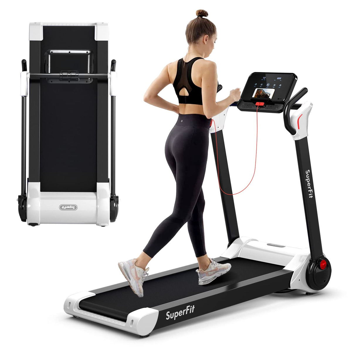 Goplus 2.25HP Folding Treadmill, Electric Superfit Treadmill W/LED Display - Prioka