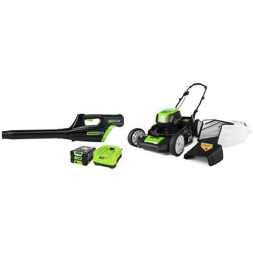 Greenworks Pro 80V 500CFM Cordless Jet Blower + Lawn Mower w/ (1) 2Ah Battery & Charger - Prioka
