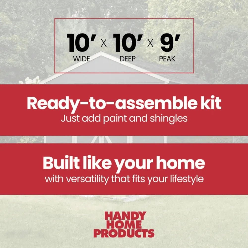 Handy Home Products Rookwood 10 ft. x 10 ft. Wood Storage Shed with Floor – Durable DIY Kit - Prioka