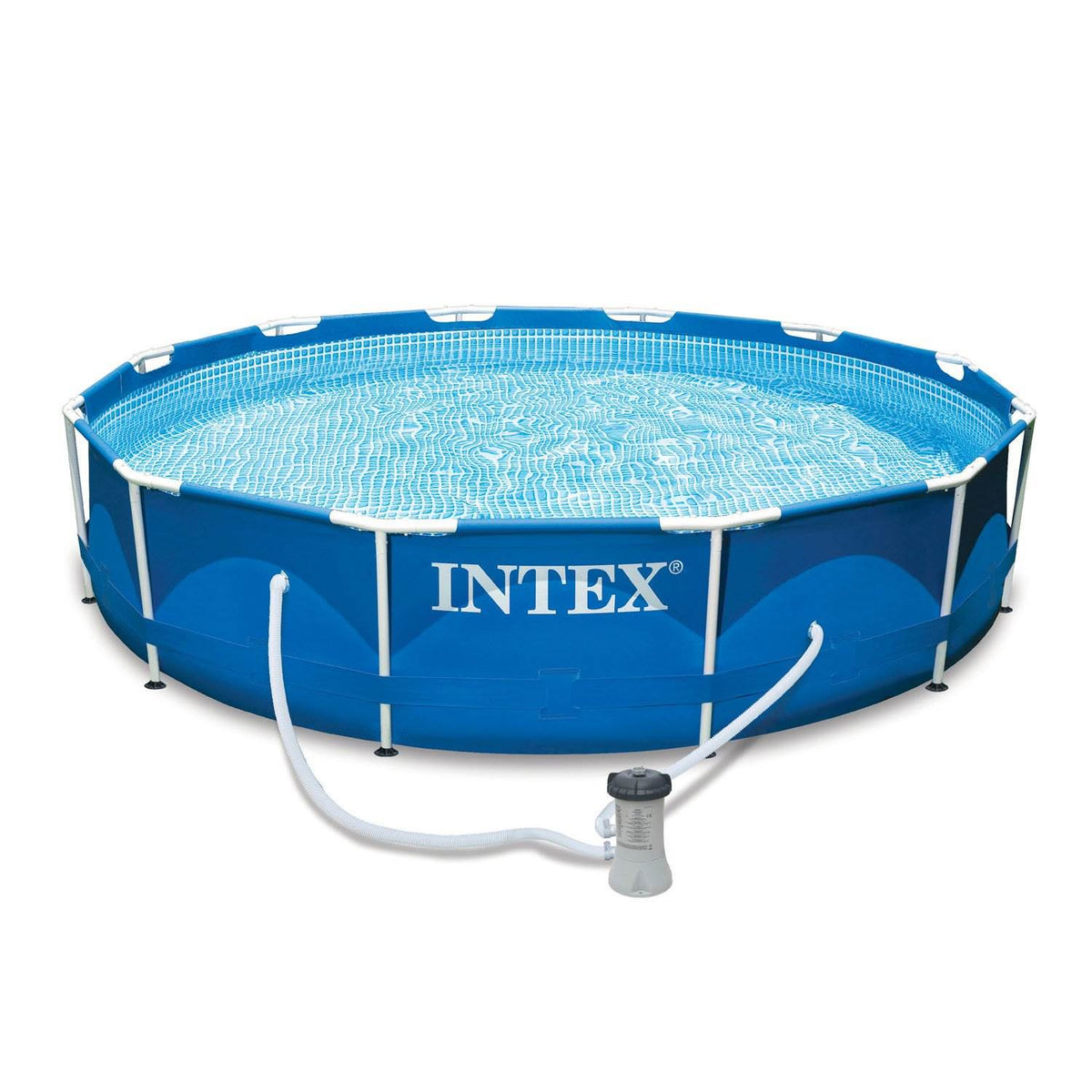 Intex 12' x 30" Metal Frame Above Ground Swimming Pool with Filter and Cover - Prioka