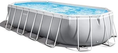 INTEX 26797EH Prism Frame Premium Oval Above Ground Swimming Pool Set: 20ft x 10ft x 48in – Includes 1500 GPH Cartridge Filter Pump – Removable Ladder – Pool Cover – Ground Cloths - Prioka