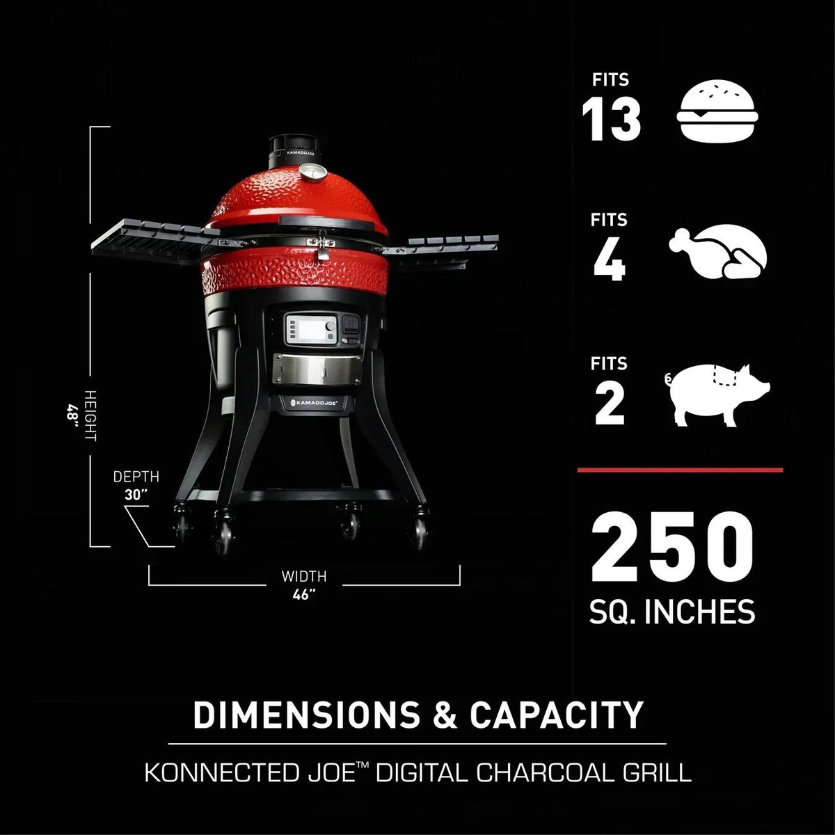 Kamado Joe Konnected Joe 18-Inch Digital Charcoal Grill and Smoker with Cart - Prioka