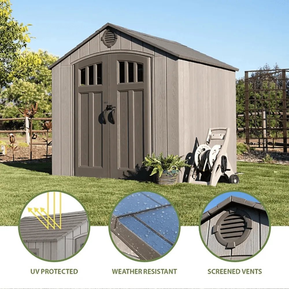 Lifetime 8 ft. x 7.5 ft. Rough Cut Outdoor Storage Shed, Light Brown - Prioka