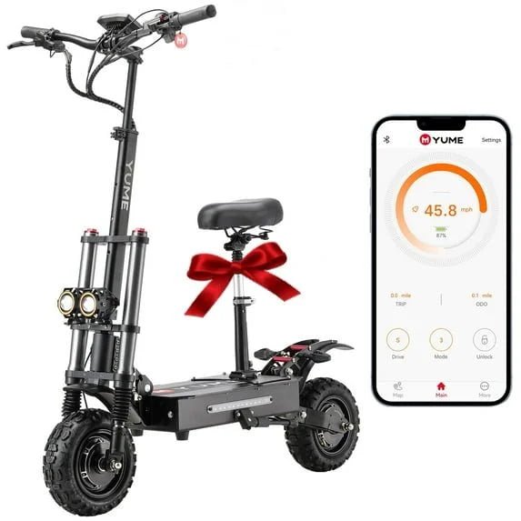 M YUME SCOOTER Y11+ Dual Motors 6000W 50 Miles Long Range and 50 mph Fastests Electric Scooters for Adults - Prioka