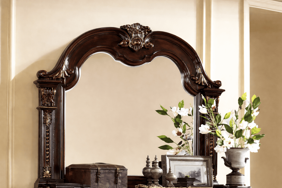 McFerran Home Furnishing B9500 Amber Dark Cherry Tufted Bedroom Set - Prioka