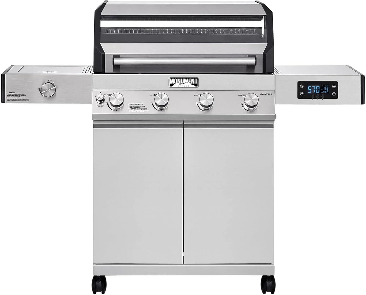 Monument Grills Eminence 405 |Tech Stainless Propane Gas Grills Eminence 405 & Cast Iron Cooking Plate - Prioka