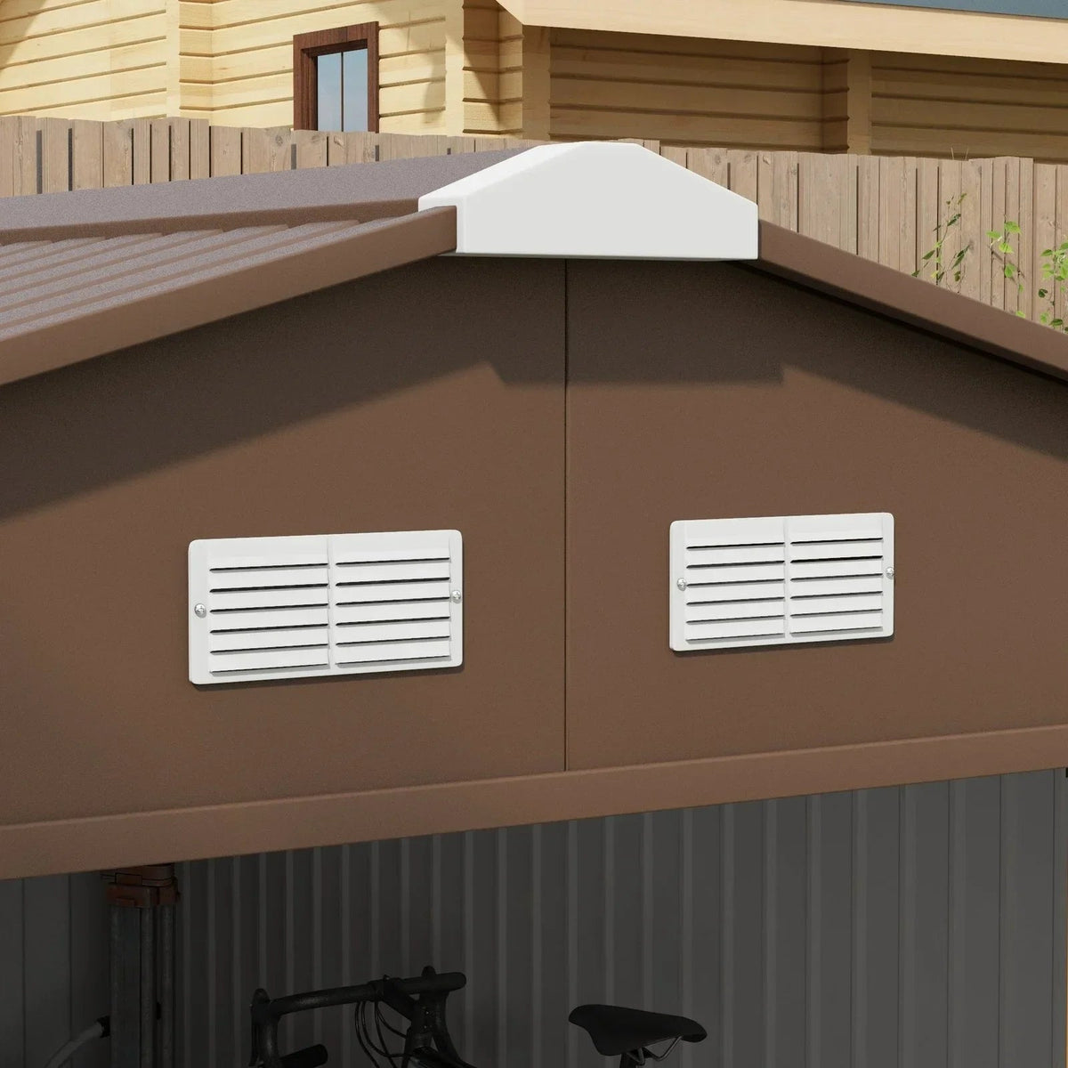 Outsunny Outdoor Storage Shed Yellow 11’×13′ Galvanized Steel - Prioka