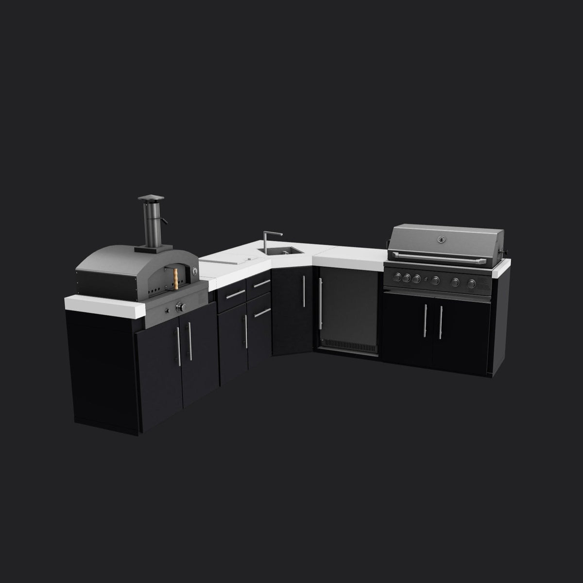 Emory Corner Outdoor Kitchen Island – Combo