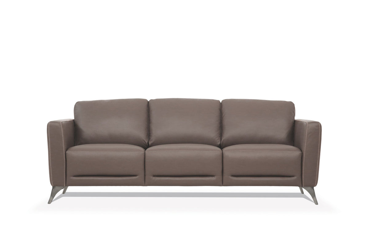 The Belmont – Taupe Leather Sofa with Black Legs - Prioka