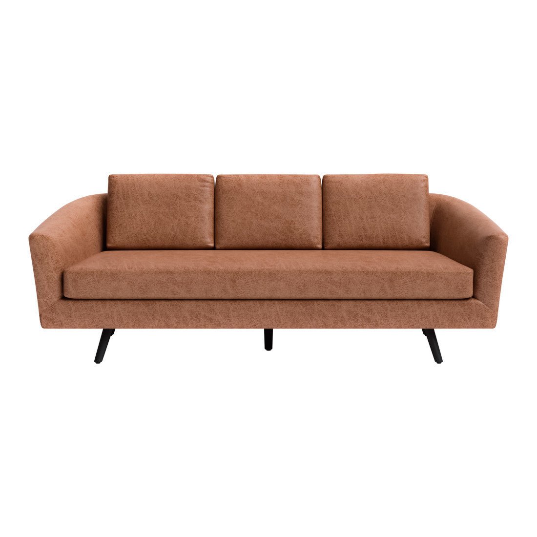 The Harrow – Brown Faux Leather Sofa - Prioka
