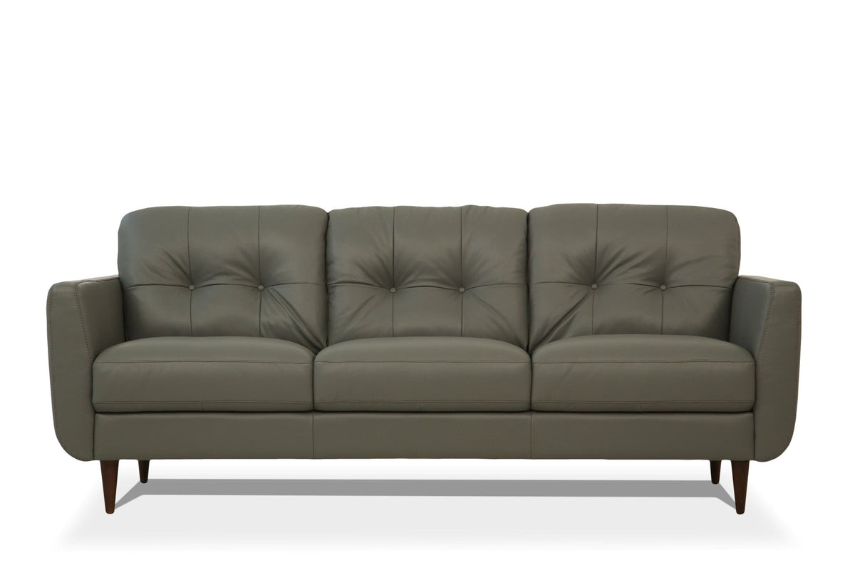 The Rowan – Green Leather Sofa with Black Legs - Prioka