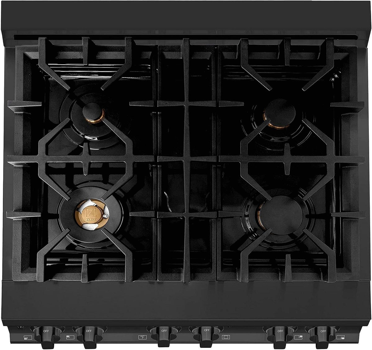 ZLINE Legacy 30-inch 4.0 Cu. Ft. Dual Fuel Range with Brass Burners, Black Stainless Steel (RAB-BR-30) - Prioka