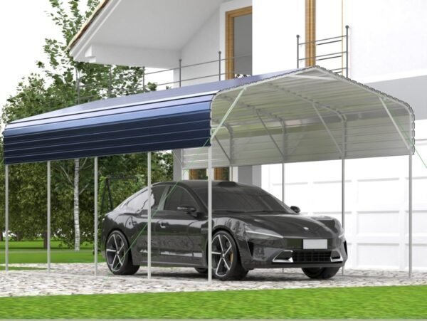 11x19FT Heavy Duty Metal Carport | Galvanized Outdoor Shelter for Cars, Boats Parties - Prioka
