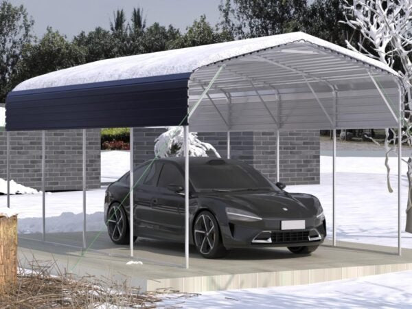 11x19FT Heavy Duty Metal Carport | Galvanized Outdoor Shelter for Cars, Boats Parties - Prioka
