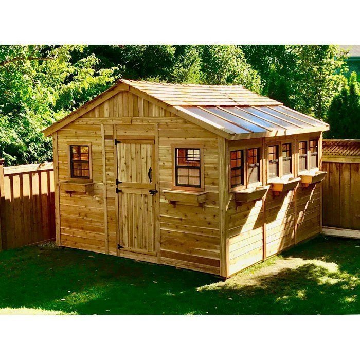 12 ft. W x 12 ft. D Cedar Wood Sunshed Garden Shed - Prioka