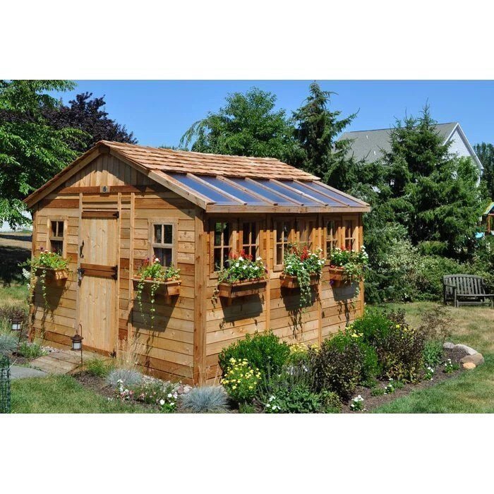 12 ft. W x 12 ft. D Cedar Wood Sunshed Garden Shed - Prioka
