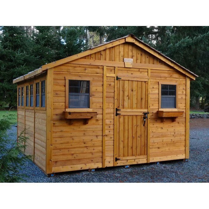 12 ft. W x 12 ft. D Cedar Wood Sunshed Garden Shed - Prioka