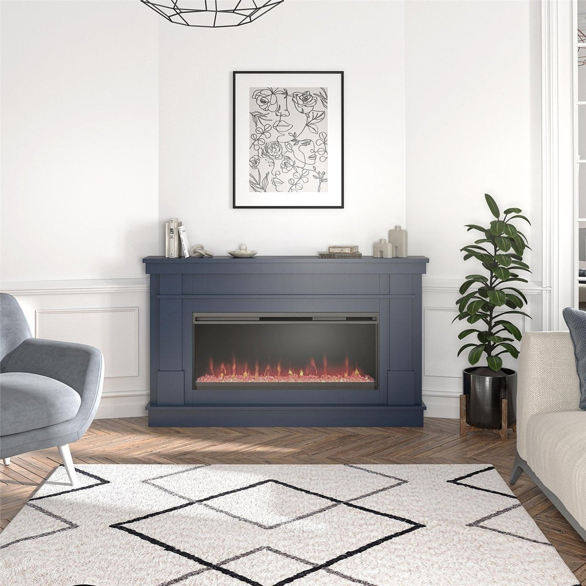 Novogratz Waverly Wide Mantel Electric Fireplace