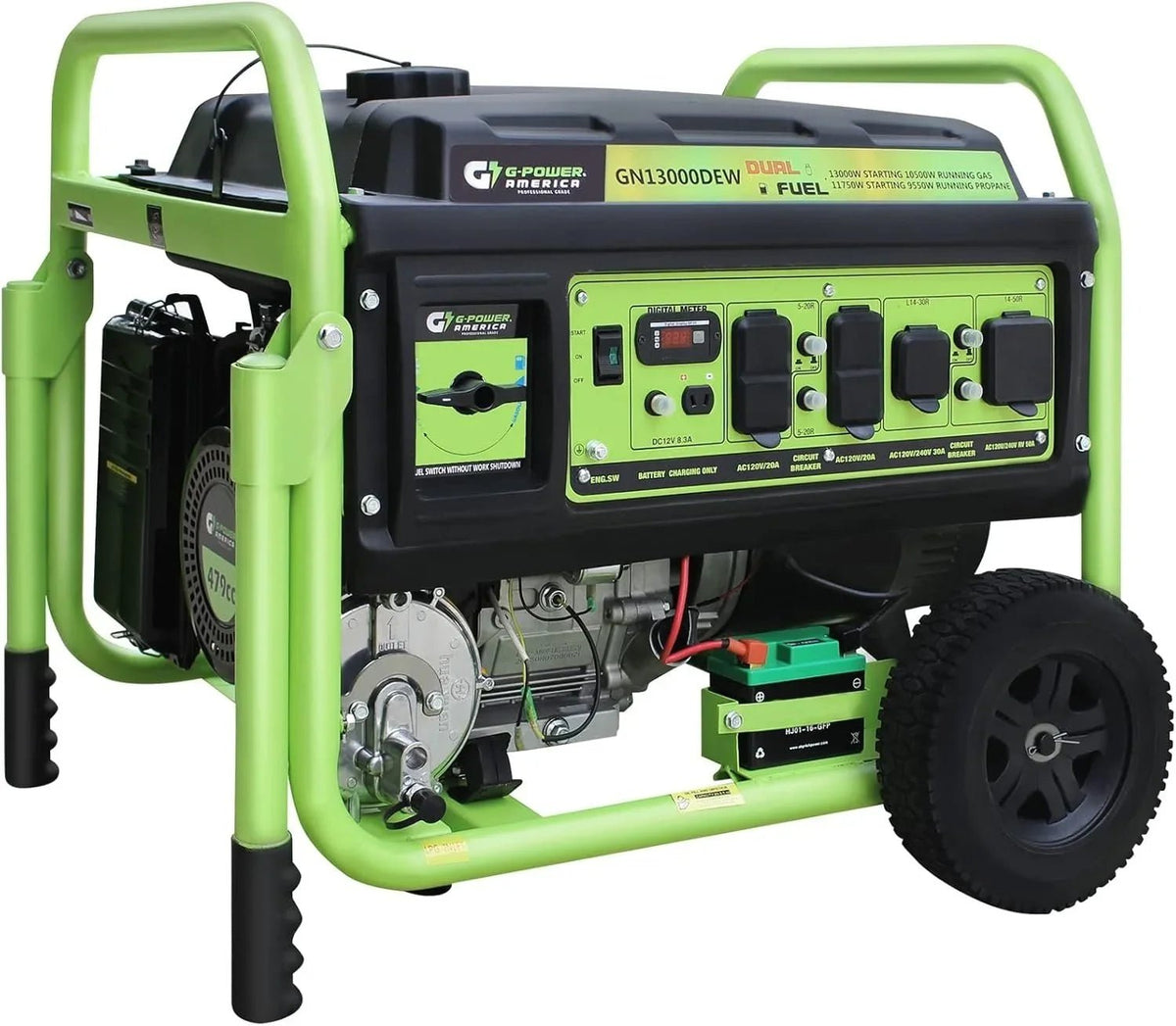 13,000W Dual Fuel Portable Generator, Powered by Gas or Propane, Electric Start, Home Backup &amp; RV Readys. - Prioka