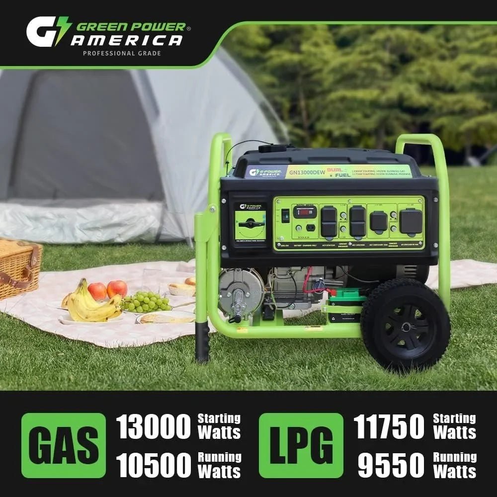 13,000W Dual Fuel Portable Generator, Powered by Gas or Propane, Electric Start, Home Backup &amp; RV Readys. - Prioka