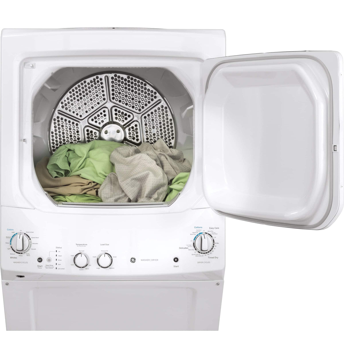 GE – 3.8 Cu. Ft. Top Load Washer and 5.9 Cu. Ft. Electric Dryer Laundry Center with Long Vent Drying – White