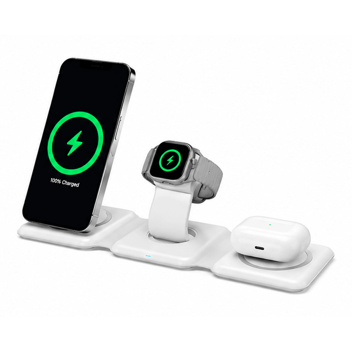 15W 3-in-1 Magnetic Wireless Charging Station Foldable Phone Charger Dock - Prioka