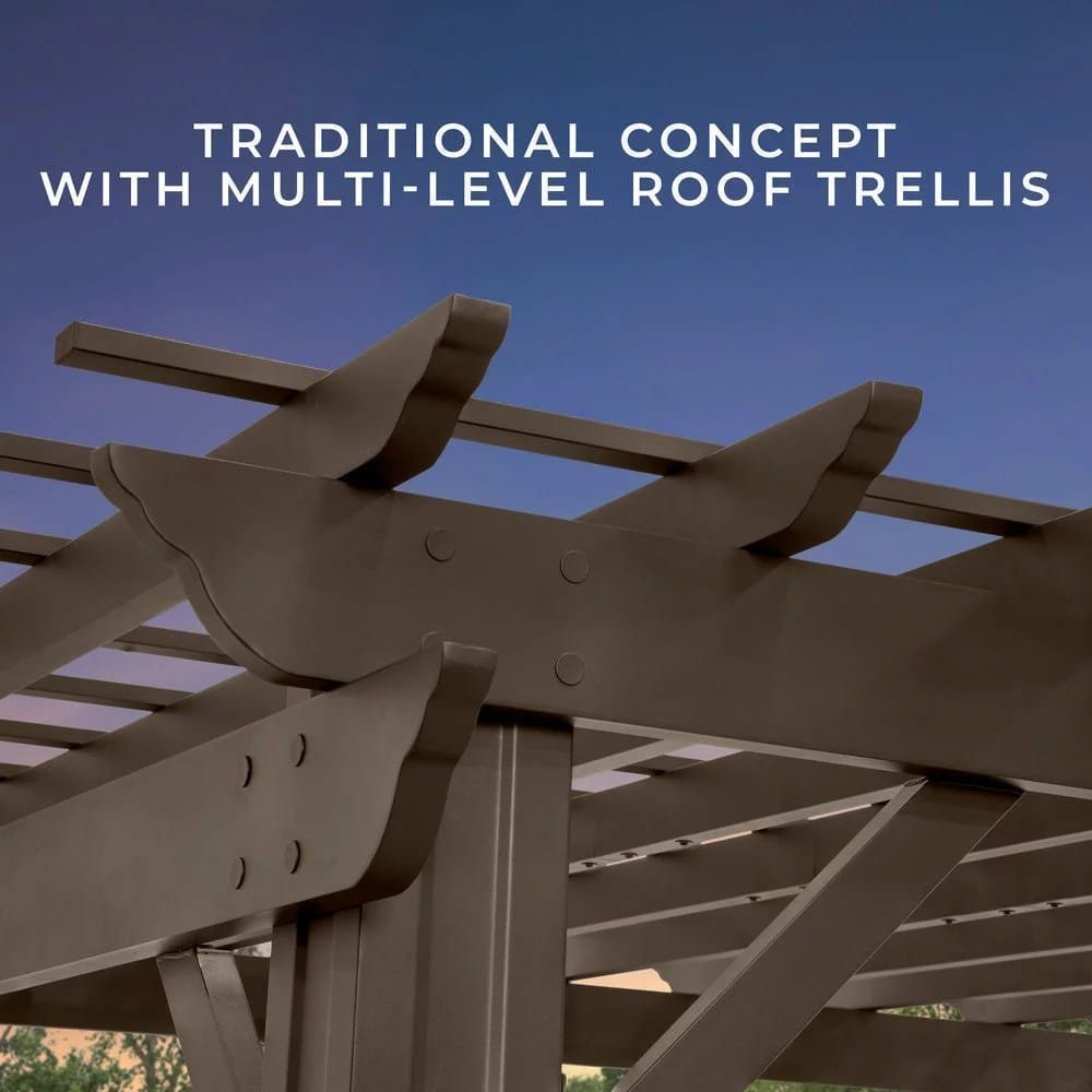 16×12 ashford traditional steel pergola with sail shade soft canopy - Prioka