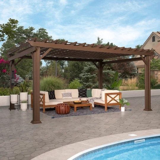 16×12 ashford traditional steel pergola with sail shade soft canopy - Prioka