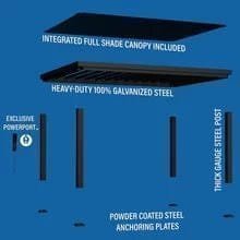 16×12 trenton modern steel pergola with sail shade soft canopy - Prioka
