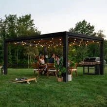 16×12 trenton modern steel pergola with sail shade soft canopy - Prioka