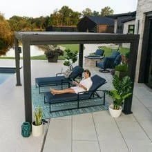 16×12 trenton modern steel pergola with sail shade soft canopy - Prioka